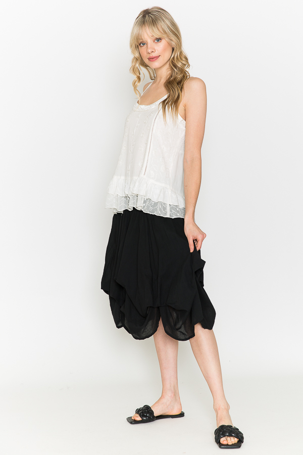 100% Cotton Bubble Short Skirt - Black